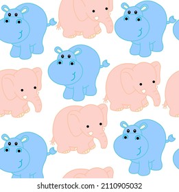 Hippo und Elefant auf weißem Hintergrund