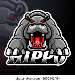 Hippo esport logo mascot design