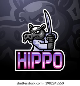 Hippo esport logo mascot design