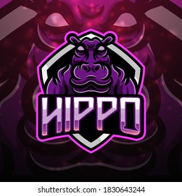 Hippo esport mascot logo design