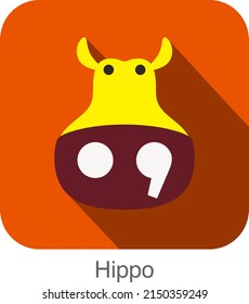 hippo face flat icon design. Animal icons series.