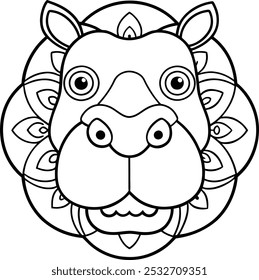 Hippo Face with Flowing Mandala Design Along the Body | Unique Animal Mandala Art

