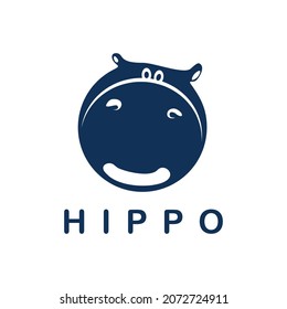 Hippo face smile logo. Friendly retail hippo template