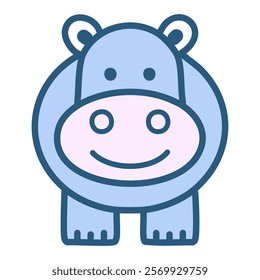 Hippo flat icon. Hippopotamus animal vector illustration isolated on white background.