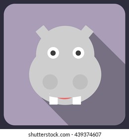 hippo flat icon with long shadow