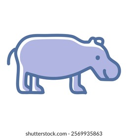 Hippo flat icon on a white background. Blue hippopotamus vector illustration.