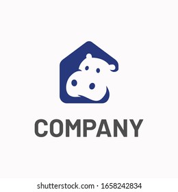 Hippo fun real estate house logo template