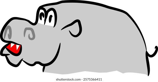 Hippo Funny Isolated Animal Cartoon Vector