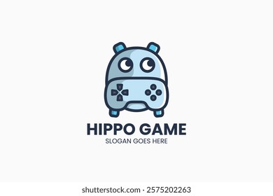 Hippo Game Logo. Vector Illustration