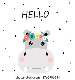 hippo greeting card, baby shower