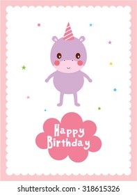 hippo happy birthday greeting card