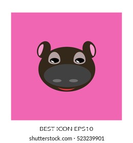 hippo, head, animal, vector icon, eps10