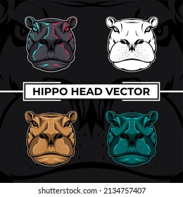 Hippo head close up vector collection