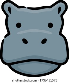 Hippo Head Hand Drawing Icon