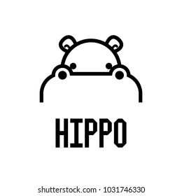 Hippo Head Logo design vector template. Hippopotamus animal Logotype concept lineart style. Vector illustration.