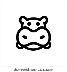 Hippo Head Logo design vector template. Hippopotamus animal Logotype concept lineart style. Vector illustration.