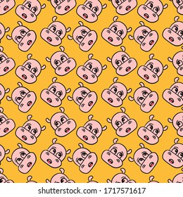 Hippo head pattern, illustration, vector on white background