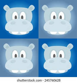 hippo head vector, hippo vector, hippo vector in blue background, cartoon vector