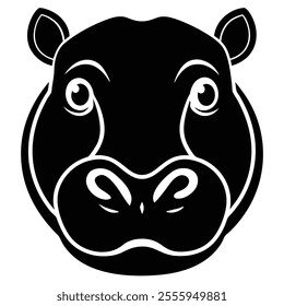 Hippo head vector element illustration.