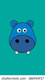 Hippo Head Vector illustration on blue background 