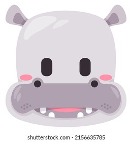 Hippo hippopotamus Gesichtsmaske Illustration Lächeln Kopf wildes Tier Lächeln und Form Design Cartoon flachen Kinder zeichnen