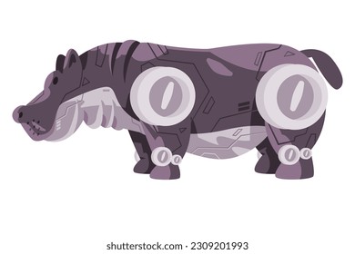 Hippo hippopotamus robot toy animal robotic creature  machine futuristic cyborg illustration graphic