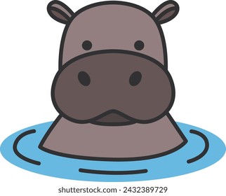 Hippo icon in flat style. Hippo vector illustration on white isolated background. Hippo business concept.