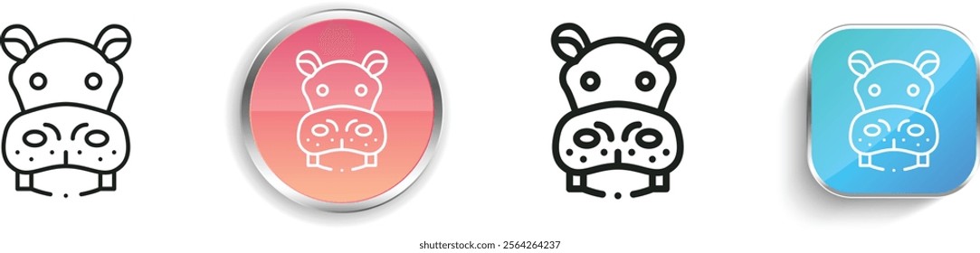 hippo icon. Thin Linear, Regular and Button Style Design Isolated On White Background