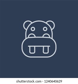 Hippo icon. Trendy flat vector line Hippo icon on dark blue background from animals  collection. 