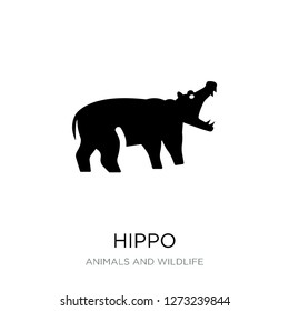 hippo icon vector on white background, hippo trendy filled icons from Animals and wildlife collection, hippo simple element illustration