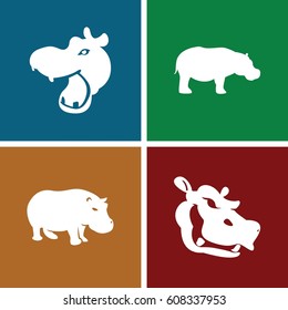 Hippo icons set. set of 4 hippo filled icons such as 