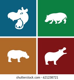 Hippo icons set. set of 4 hippo filled icons such as 