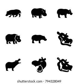 Hippo icons. set of 9 editable filled hippo icons such as