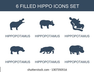 hippo icons. Trendy 6 hippo icons. Contain icons such as hippopotamus. hippo icon for web and mobile.