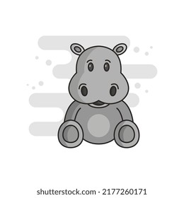 Hippo illustrated in cartoon style