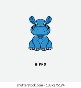 Hippo Illustration Vector Template. Suitable for Creative Industry, Multimedia, entertainment, Educations, Shop, and any related business