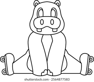 Hippo Inline skating Roller skates Animal Vector Graphic Art Illustration