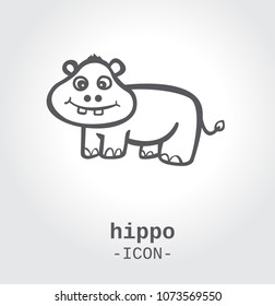 hippo kid black white simple icon logo vector