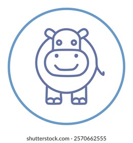 Hippo line icon. Blue outline hippopotamus vector illustration isolated on white background.