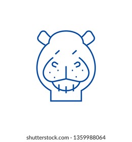 Hippo line icon concept. Hippo flat  vector symbol, sign, outline illustration.