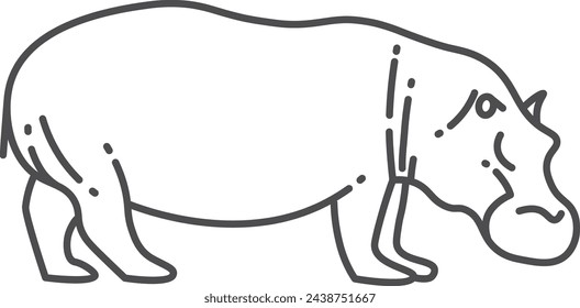 Hippo line icon. Safari animal. African fauna