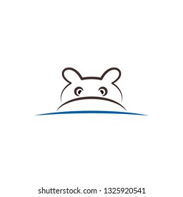 hippo line icon vector sign element