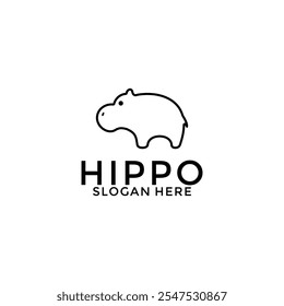 hipopótamo Linha logotipo ícone vetor ilustração, hipopótamo animal logotipo modelo de design