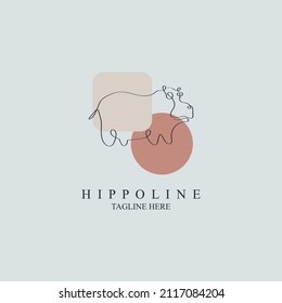 Hippo line style  logo template design for brand or company and other