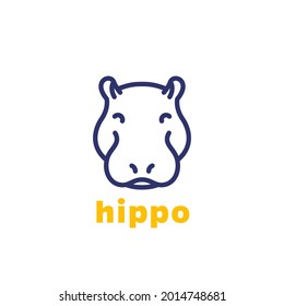 hippo logo, animal head line icon