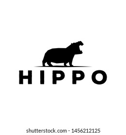 hippo logo concept silhouette vector