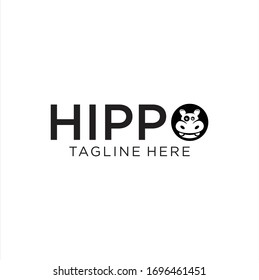Hippo Logo Design Silhouette Vektorillustration Stock Illustration . Hippo-Head-Logo-Design Schwarz 