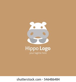 Hippo Logo Design Template.