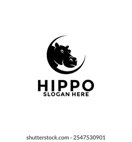 Vetor de design de logotipo Hippo, hipopótamo Modelo de design de logotipo de animal