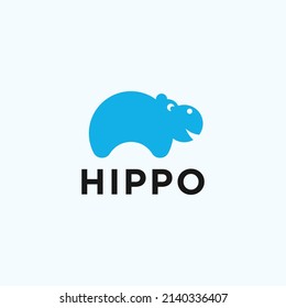 hippo logo design vector silhouette illustration on a white background